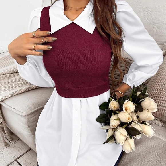 Classic black Collar Work Office Minimalist Top - Picture 8 of 8